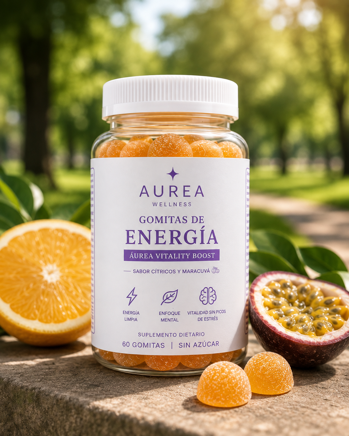 AUREA Vitality Boost - Gomitas de Energía sabor Cítricos y Maracuyá